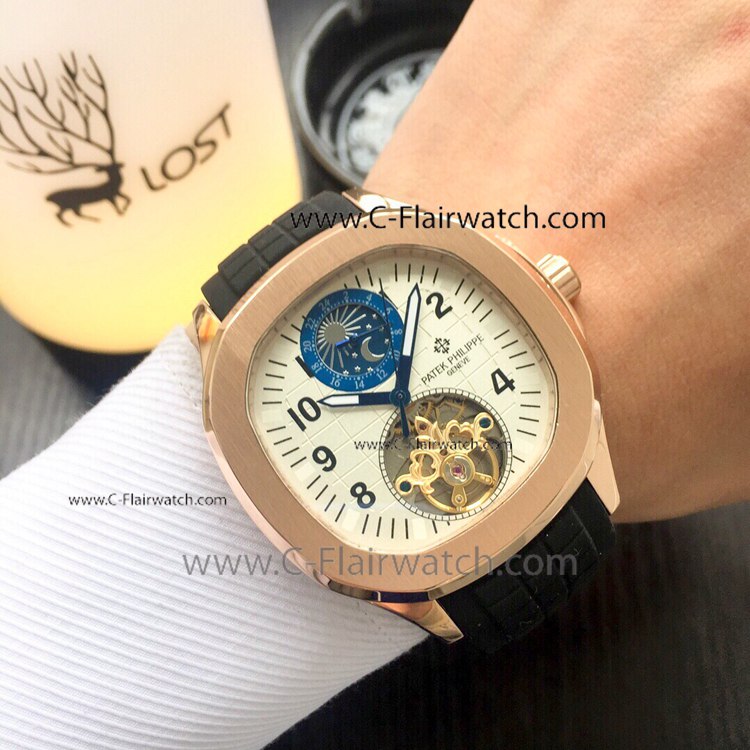 Copy Patek Philippe Aquanaut Moonphase Rubber Strap Watch